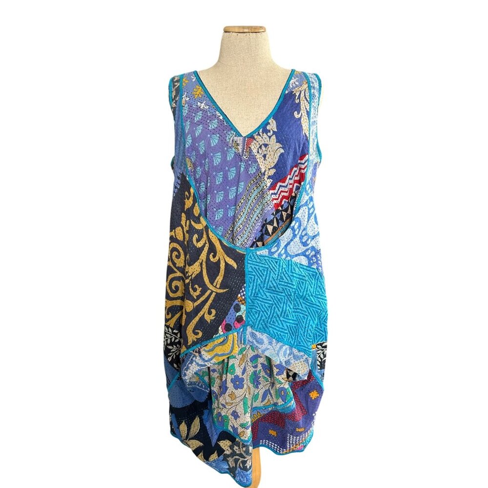 Mieko Womens Sz Small Boho Patchwork Sleeveless Kangaroo Reversible Dress